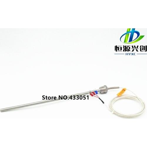 Free shipping, RTD Pt100ohm Temperature Probe Sensor PT 1/8'' Thread L200mm D6mm
