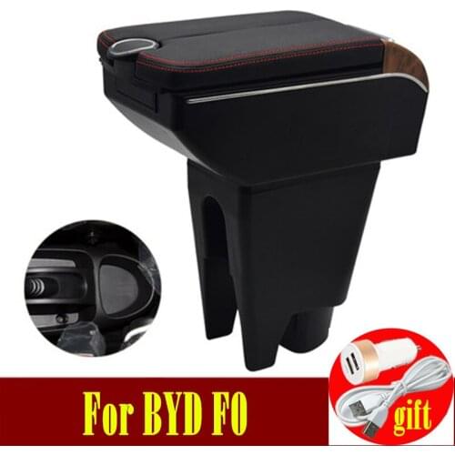 For BYD F0 Armrest Box Double doors open 7USB Centre Console Storage Box Arm Rest