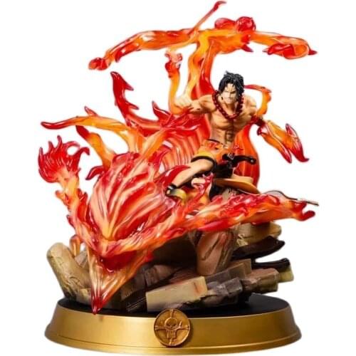 39CM Anime Figure One Piece The Battle Over The Dome GK Action Figure Fire Portgas D Ace Pvc ModelChildren Gift Toy Figures