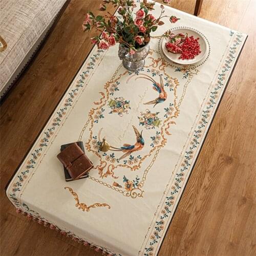 Exquisite Printed Coffee Table Cover Decorative Tablecloth Towel European Retro Luxury Table Runner Dining Table Waterproof