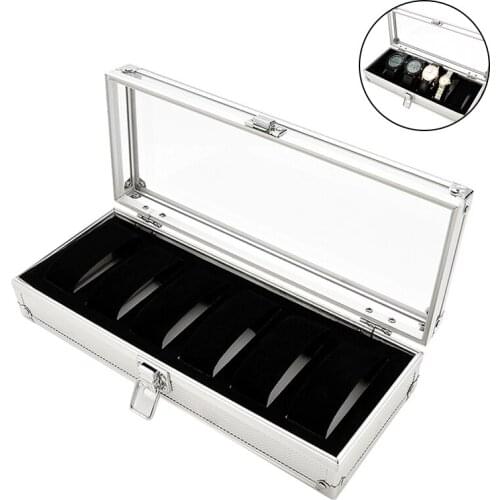 6 Slots Watch Box Aluminum Display Case Organizer Jewelry Storage Tray Store The Display Box Light And Easy To Carry
