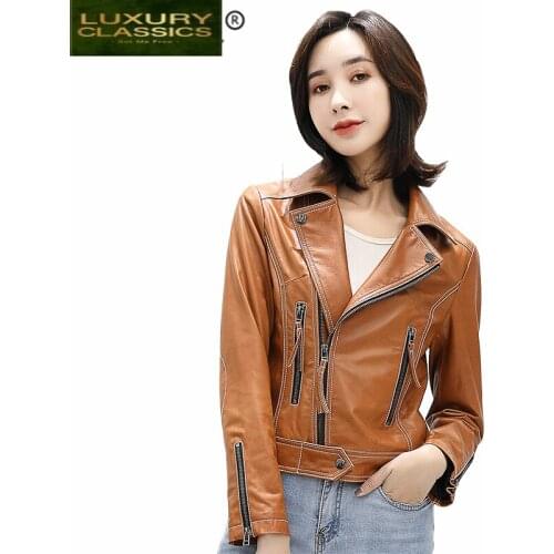 Coat Sheepskin 100% Real Female Genuine Leather Jackets Women Short Montone Biker Jacket Female Clothes 2021 Hiver LW1674