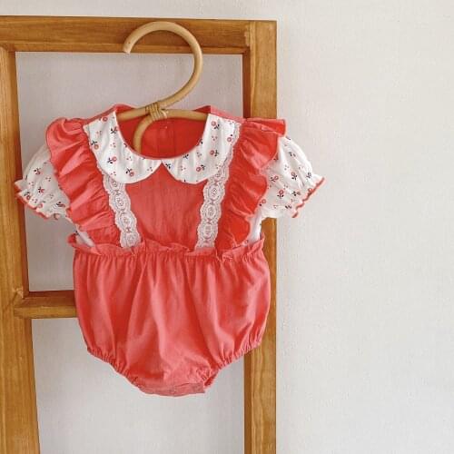 Summer New Baby Girls Fly Sleeve Cotton Romper