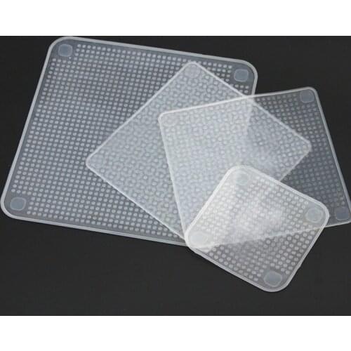 1/3/4PCS Transparent Silicone Cling Film Multifunctional Food Fresh Keeping Wrap Food Wraps Seal Vacuum Cover Lid Stretch SML