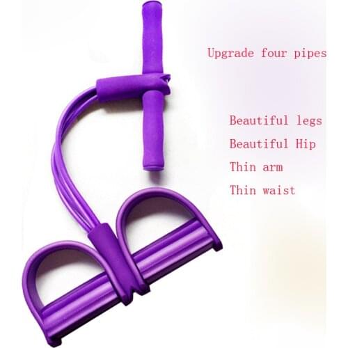 Multifunctional 4 Tubes Latex Foot Elastic Pull Rope expander muscle Exercise fitness Pedal Sports Feet Active Resistance Bands