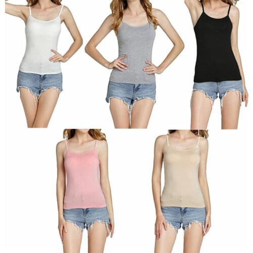 Fashion Casual Camisole with Built in Shelf BRA Adjustable Spaghetti Strap Tank Top S-XL