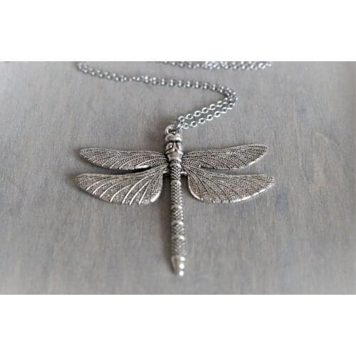 Fashion Large Dragonfly Pendant Long Chain Necklace Boho Long Necklace Good Luck Dragonfly Necklace Womens Gift