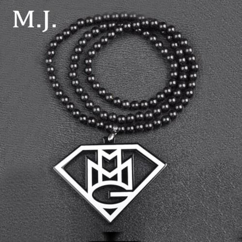 Fashion Luxury Good Wood Hip Hop MMG Men Pendant Necklace Long Chain Beads Necklaces Pendants Women Costume Jewelry Wholesale