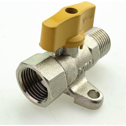 All Copper Inner And Outer Ribbon Fixed Seat Ball Valve Double Outer Wire Yellow Handle Outer Thread Straight Gas Valve
