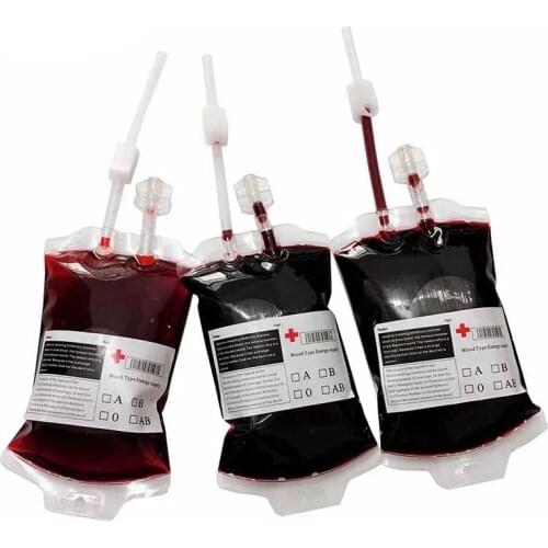 1 PCS Transparent Food Grade PVC Drink Beverage Bag Vampire Blood Bag Cosplay Pouch Props Halloween Party Decoration Supplies