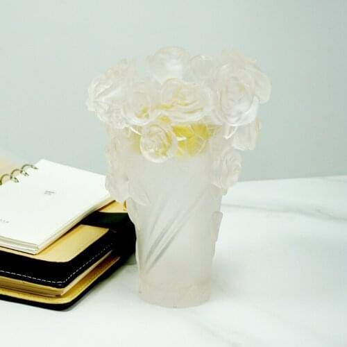 Easten Luxury Color Glazed Crystal Vase Figurines Decoration Home Livingroom Exquisite Flower Art Christmas Desk Ornaments Craft