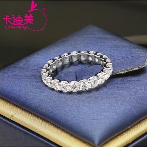 CADERMAY Luxury 18k/14k Full Eternity Ring Band 3mm D VVS1 Round Moissanite Diamond Gold Ring Women Engagement Wedding Ring