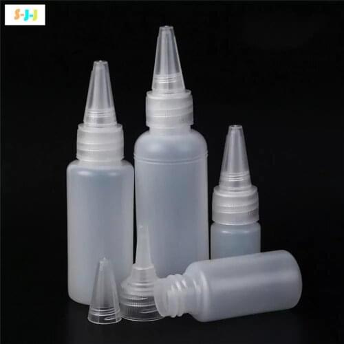 S-J-J 10pcs/lot 10ML/20ML30ML/50ML Empty PE Plastic Glue Bottles With Screw-On Lids Squeeze Liquid Ink Oil Dropper Bottles