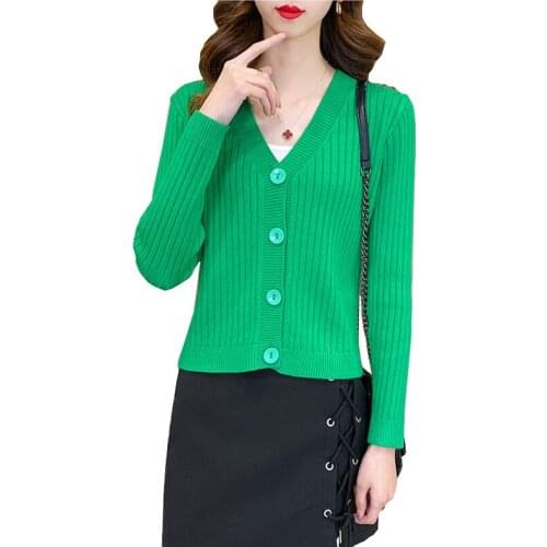 Net Red Knitted Sweater Cardigan Short Coat Small Top Female 2021 New Spring And Autumn Loose Shawl Outer Sweater Jacket OK967