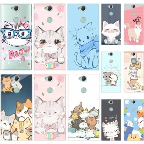Silicon TPU Case For Sony Xperia X XA XA1 XA2 XA3 XZ XZ1 XZ2 XZ3 XZ4 L1 L2 L3 Plus Compeact New Year Gifts Cute Cats