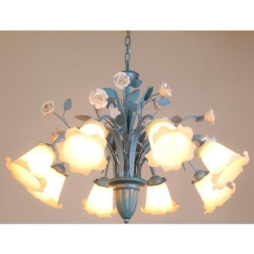 Blue Korean Pastoral Chandelier Lighting Dining Room Bedroom Chandeliers Ceiling Childrens Characteristic Chandelier lamp
