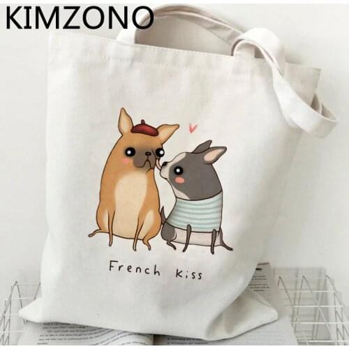 French Bulldog shopping bag tote bolsas de tela shopping jute bag grocery shopper bag ecobag reusable grab
