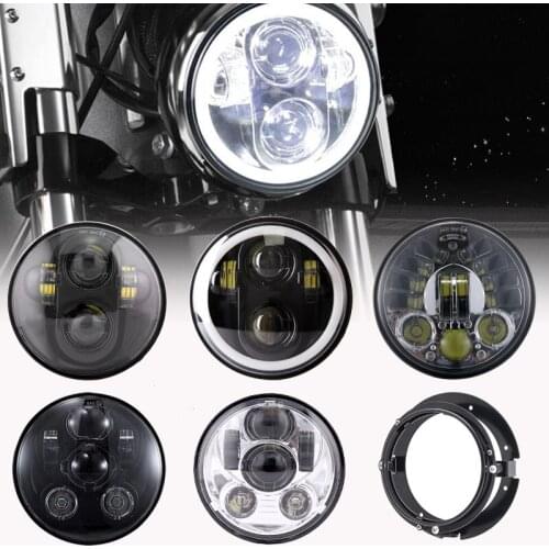 5-3/4" 5.75 inch Motorcycle Moto LED Projector Halo Headlight 5.75inch Lamp Housing Bucket For Sportster 883 XL1200 Iron