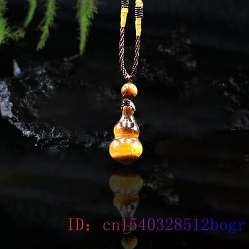 Tiger Eye Gourd Pendant Chinese Gemstone Fashion Jade Natural Jadeite Amulet Jewelry Charm Gifts Necklace Carved