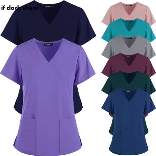 10 Colors Elasticity Nurse Tops Medical Coats Nursing Scrubs Women T Shirt for Summer Dental Clinic Doctor Working Clothes Tops