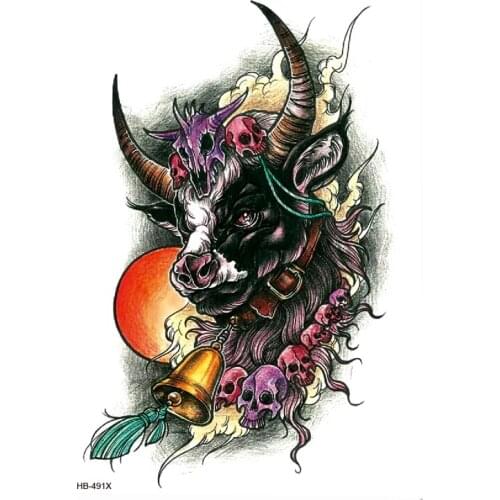 Ox Devil King Temporary Tattoo Stickers Body Arts Flash Tattoo Sleeves Tatuajes Temporales Tatoo Temporary Stickers For Men