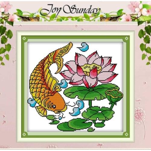 Fish and Lotus Patterns Counted Cross Stitch 11CT 14CT Cross Stitch Set Wholesale Chinese Cross-stitch Kit Embroidery Needlework