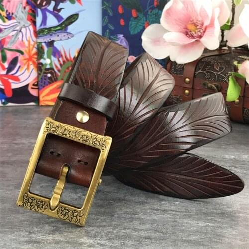 Mens belts Luxury Retro Hand Carving Super Thick Leather Belt Men Ceinture Men Belt Leather Genuine Wide Waist Belt Riem MBT0050