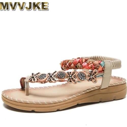 MVVJKE New Bohemian Woman Wedge Sandals Fashion Metal decoration Casual Women Shoes Summer Ladies Non-slip Sandalias Plus Size