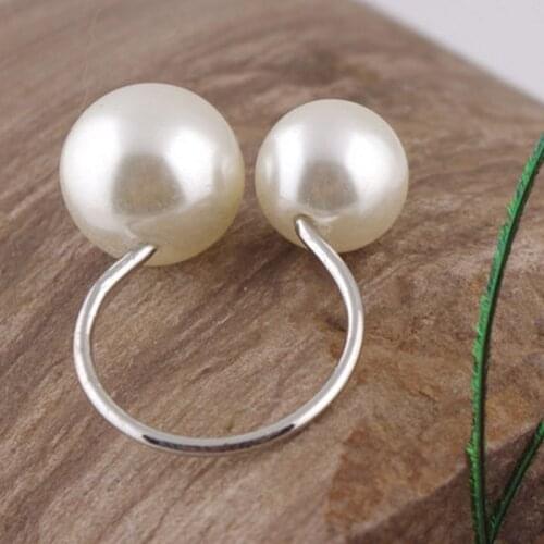 Women Sweet U-shaped Opening Adjustable Size Pearl Ring Pearls Elegant Lady Party Rings Gift Fashion Jewerly