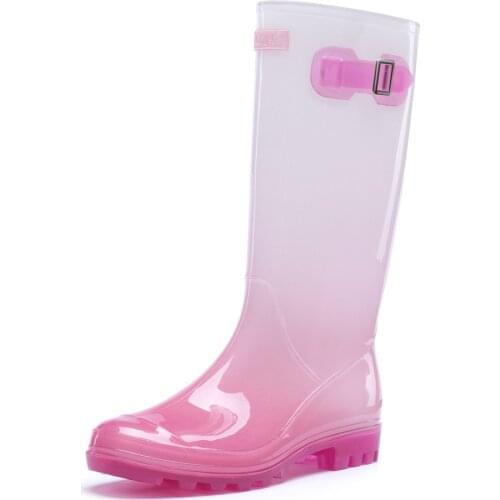 08-246 TONGPU Womens Glossy Waterproof Wellies with Side Buckle
