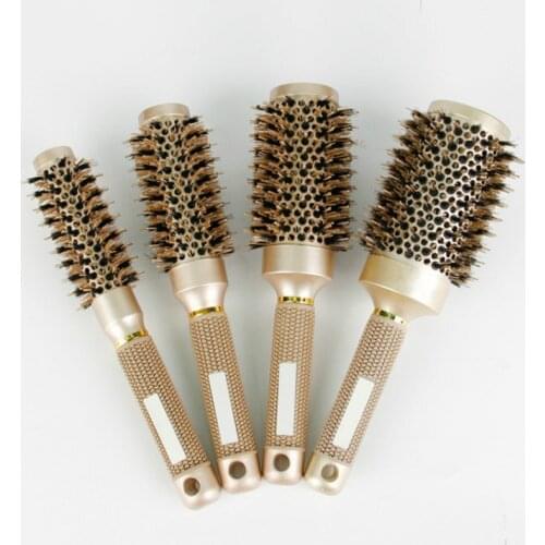 1 Pcs Round Hair Comb Hairdressing Curling Hair Brushes Ceramic Iron Hair Comb Brush Curler Magic Comb Round Comb Hair Brushes
