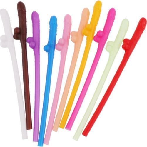 10 Reusable Plastic Drinking Straws Funny Peenie Shaped Straw Novelty Bachelorette Birthday Gifts Party Favors Fancy Joking Prop
