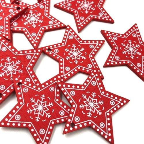 10pcs Red Merry Christmas Kids Star Sewing Wood Buttons 50mm Craft WB505