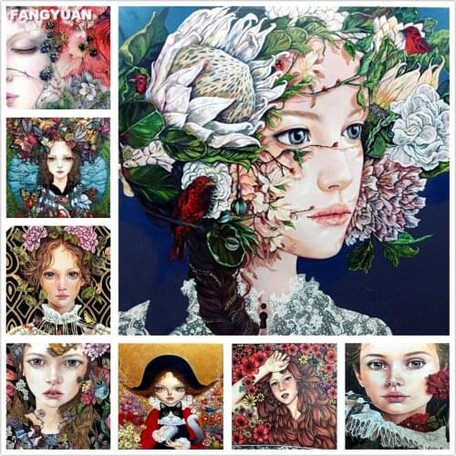 5D Diy Diamond Painting Cartoon Girl Portrait Full Square Round Diamond Embroidery Mosaic Cross Stitch Kits Handmade Products