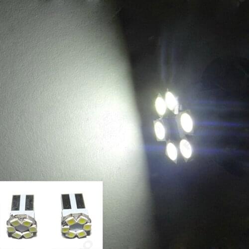 T10 1206 3020 6LED Car Signal Lights W5W 6 SMD Clearance Lamp Super Bright Car Instrument Lights Bulbs ( Package of 10 )