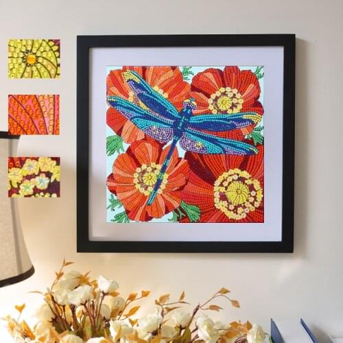 5D Special-shaped Diamond Painting DIY Part Drill Flower Dragonfly Arts Embroidery Kits Mosaic Resin Craft Home Wall Decortions