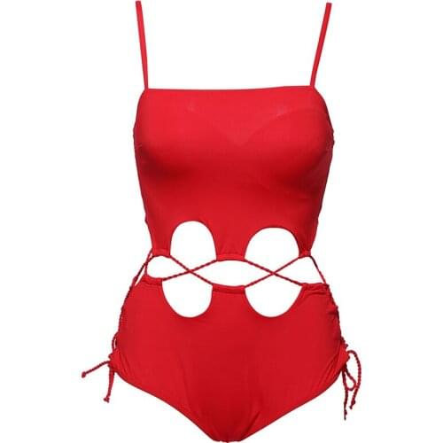 Andzhelika 2021 Sexy Bandage One-Piece Swimsuit Solid Sexy Push Up Swimwear Bodysuit Girls Beach Brazilian Swimwear Bathing Suit
