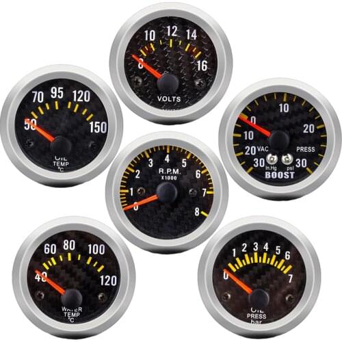 Boost gauge bar psi/Vacuum/Water temp/Oil temp/Oil pressure/Voltmeter/Tachometer RPM Car Gauge + Gauges holder tacometro digital