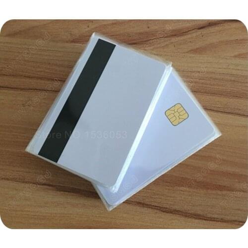 Free shipping 100pcs printing Contact Sle4428 Chip Smart IC Blank PVC Card w/ Hi-Co Magnetic Stripe Composite Card