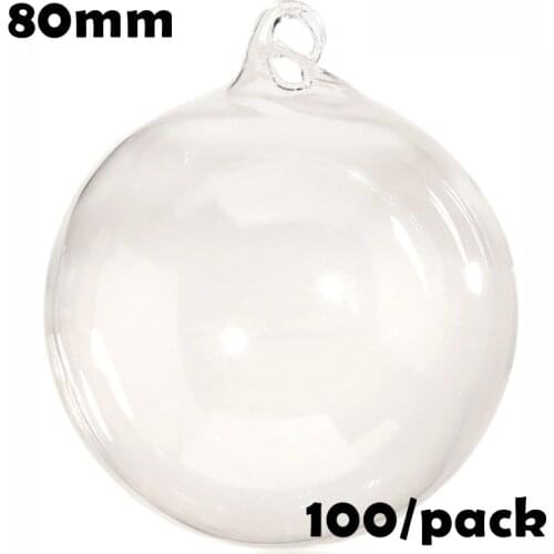 Free Shipping DIY Paintable Christmas Xmas Decoration Ornament/Ball 80mm Glass Sphere, 100/Pack