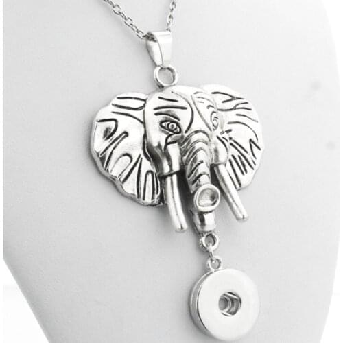 Boom Life Unisex Exaggerated Elephant 18mm snap button necklaces woman bohemian necklaces & pendants