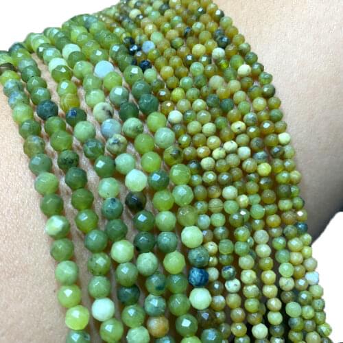 Fine 100% Natural Stone Old Green Jade Faceted Round Spacer Beads For Jewelry Making DIY Bracelet Necklace 2/3/4MM