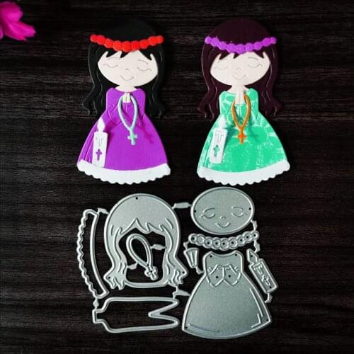Girl goddess angel prays metal cutting mold DIY scrapbook photo album relief card handicraft mold