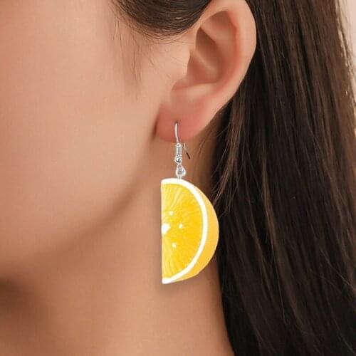 Resin Stereo Lemon Orange Earrings Long Pendant Fashion Summer Fruit Jewelry For Girls And Teenagers Gifts Wholesale