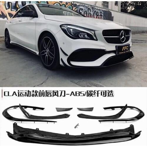 For Mercedes Benz CLA Class W117 CLA45 AMG Sports Version Gloss Black Front Bumper Lip Spoiler Splitters Canards Vents 8Pcs