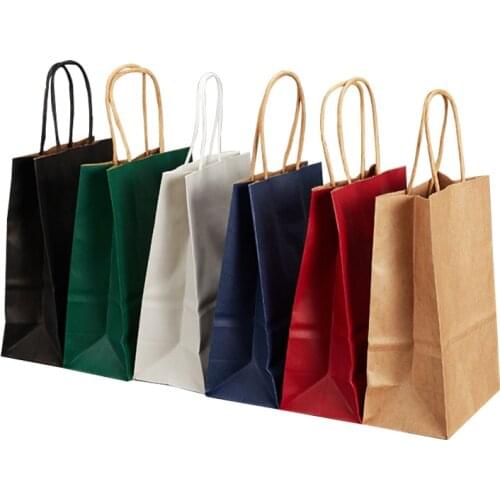 5 pieces of kraft paper gift bag with handles holiday wedding party gift bag birthday event packaging bag household supplies
