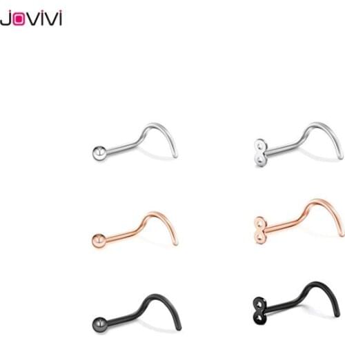 Jovivi Stainless Steel 0.8mm 20Ga Nose Studs 3mm Ball Nose Ring Trendy Body Piercing Jewelry 6 Pcs Set