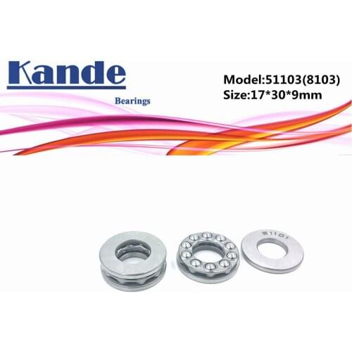 Kande 51103 8103 4pcs 17x30x9 bearing Flat Thrust Ball Bearing 51103 Axial thrust bearing