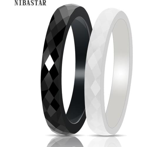 Fashion Simple Light Black/White Cut Ceramic Stacking Ring For Woman High Quality Jewelry Without Scratches Wedding Jewelry Ring