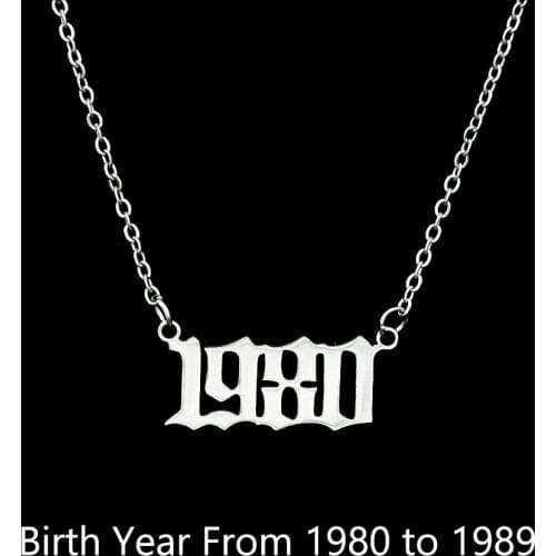 Lyvior Stainless Steel 80s Birth Year Number Pendant Necklace for Women Girl Birthday Gift Gold Chain Friendship Jewelry